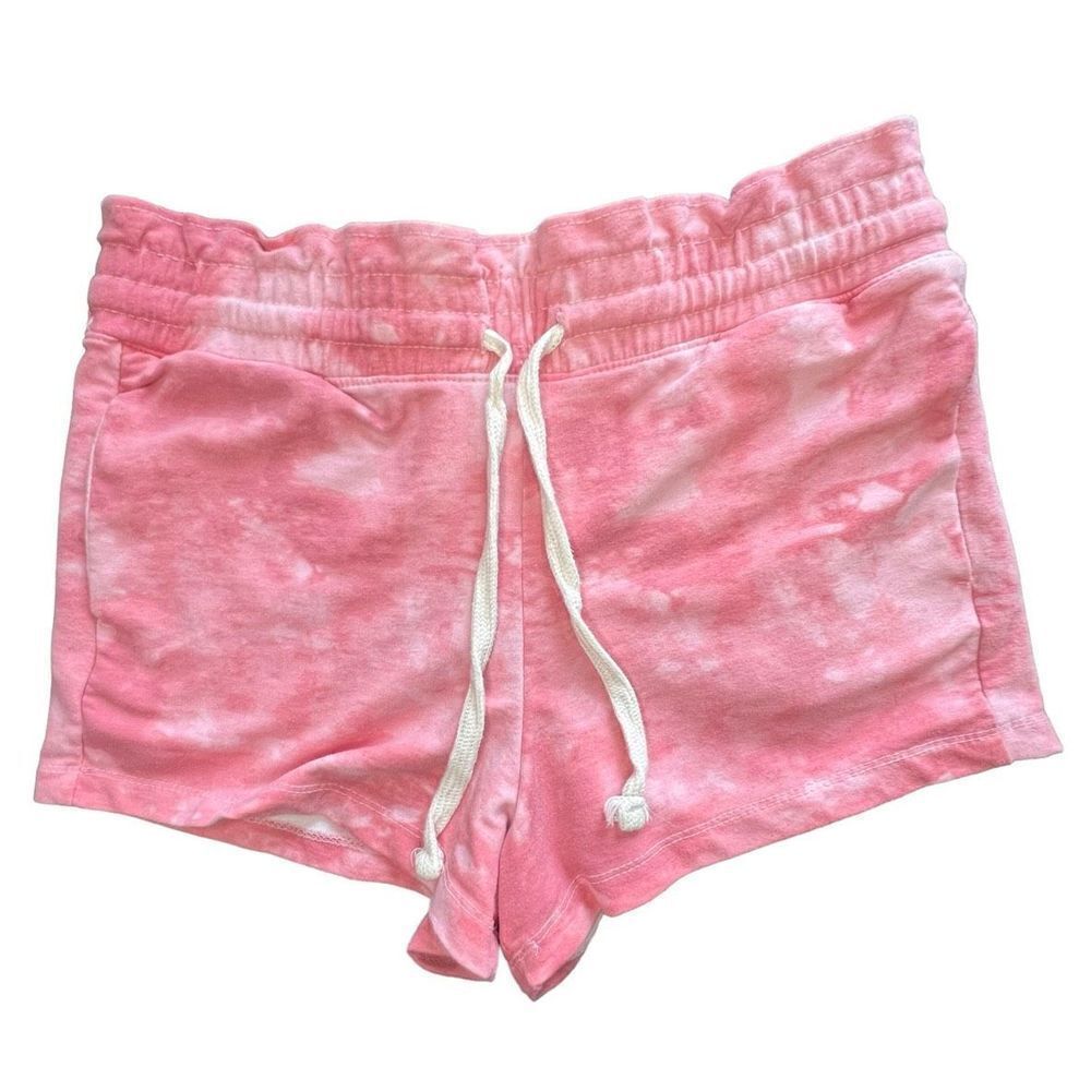 No Boundaries Pink Tie Dye Short Stretchy Lounge Shorts With Tie Top